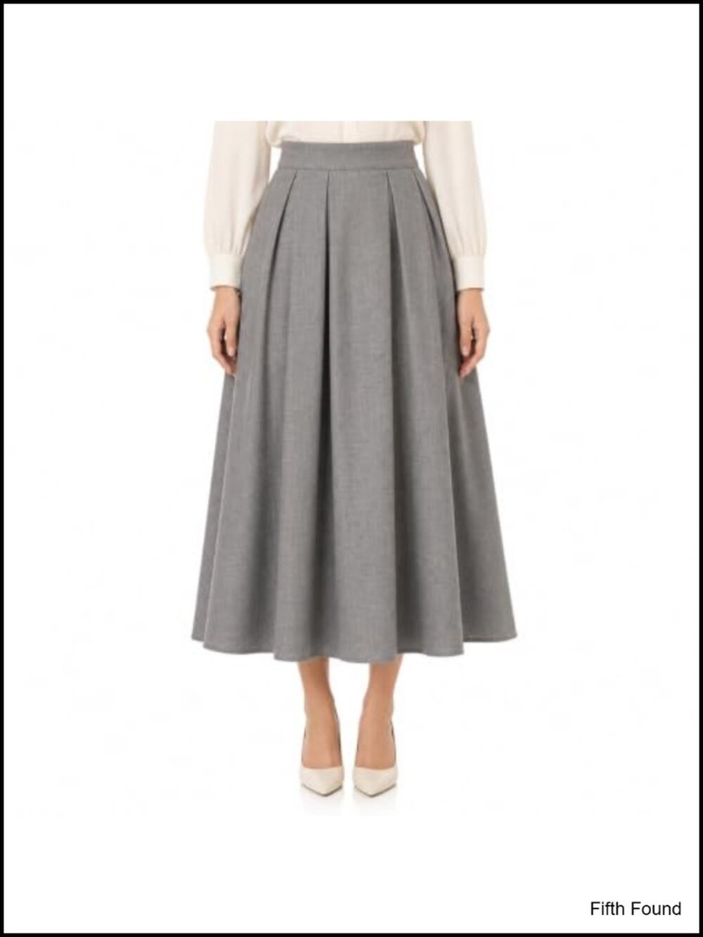A-Line Midi Skirt High Waist Pleated Workwear Women's